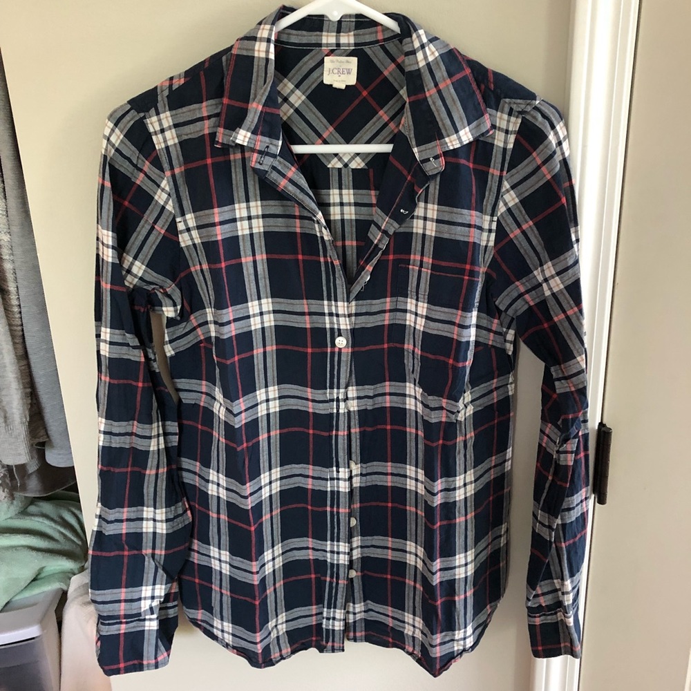 J. Crew factory navy plaid button down